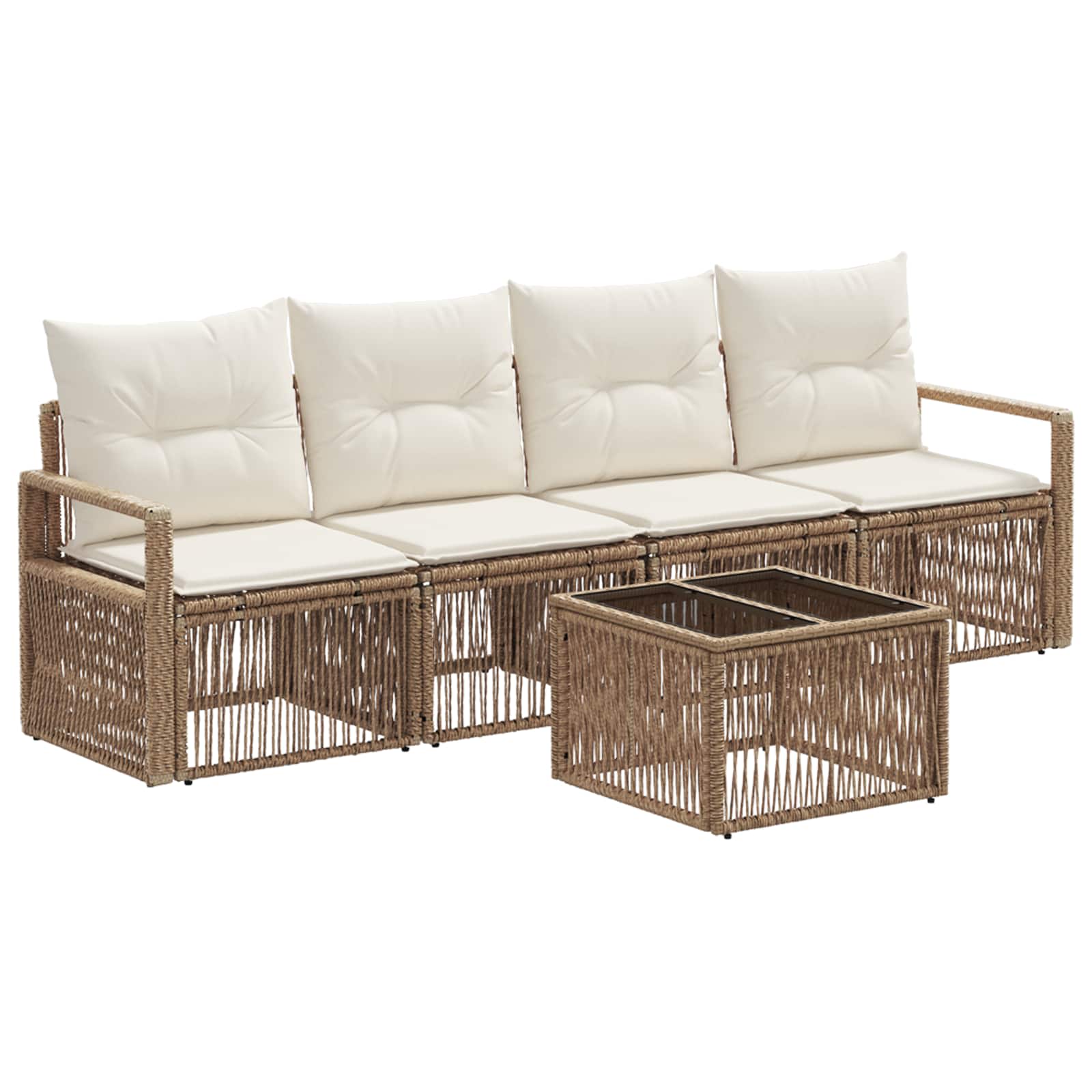 vidaXL Tuinbankenset 5 pcs Zwart poly rattan
