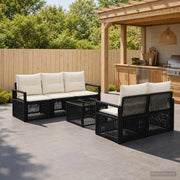 vidaXL Tuinbankenset 6 st Zwart poly rattan