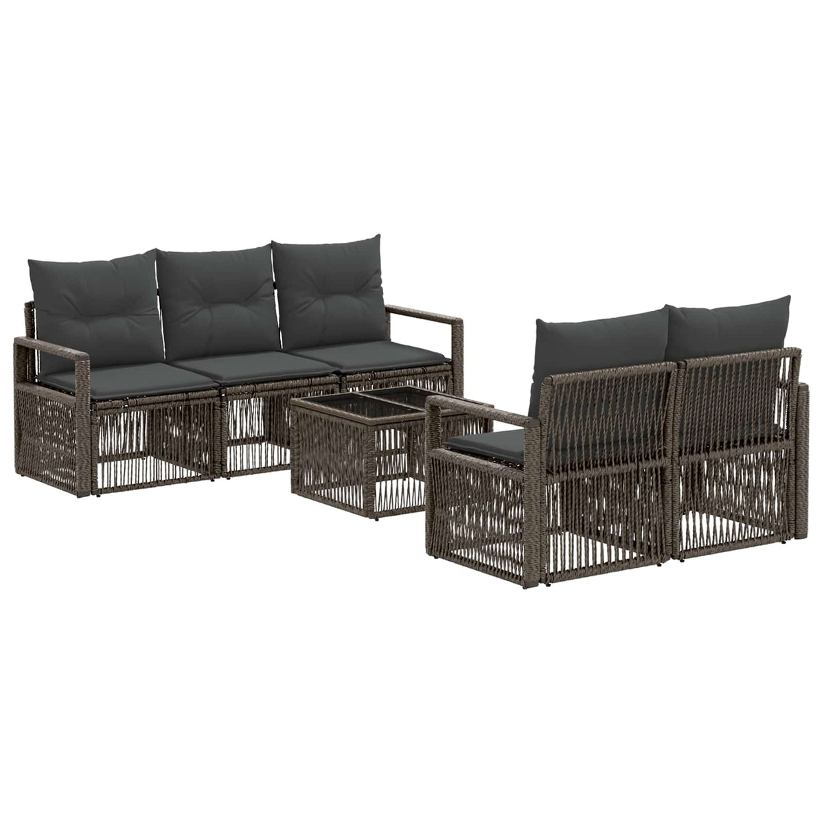 vidaXL Tuinbankenset 6 st Zwart poly rattan