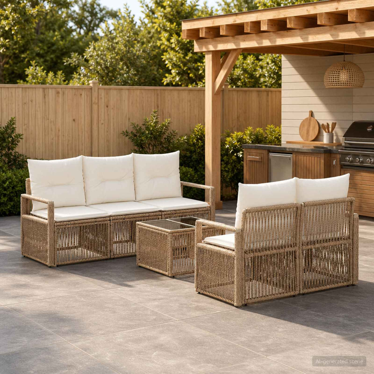 vidaXL Tuinbankenset 6 st Zwart poly rattan