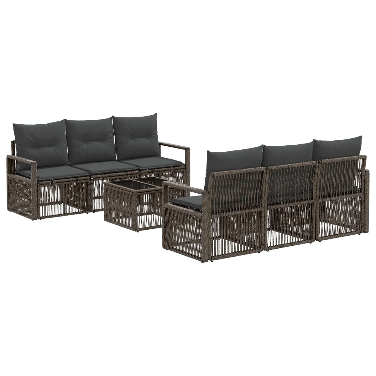 vidaXL Tuinbankenset 7 st Zwart poly rattan