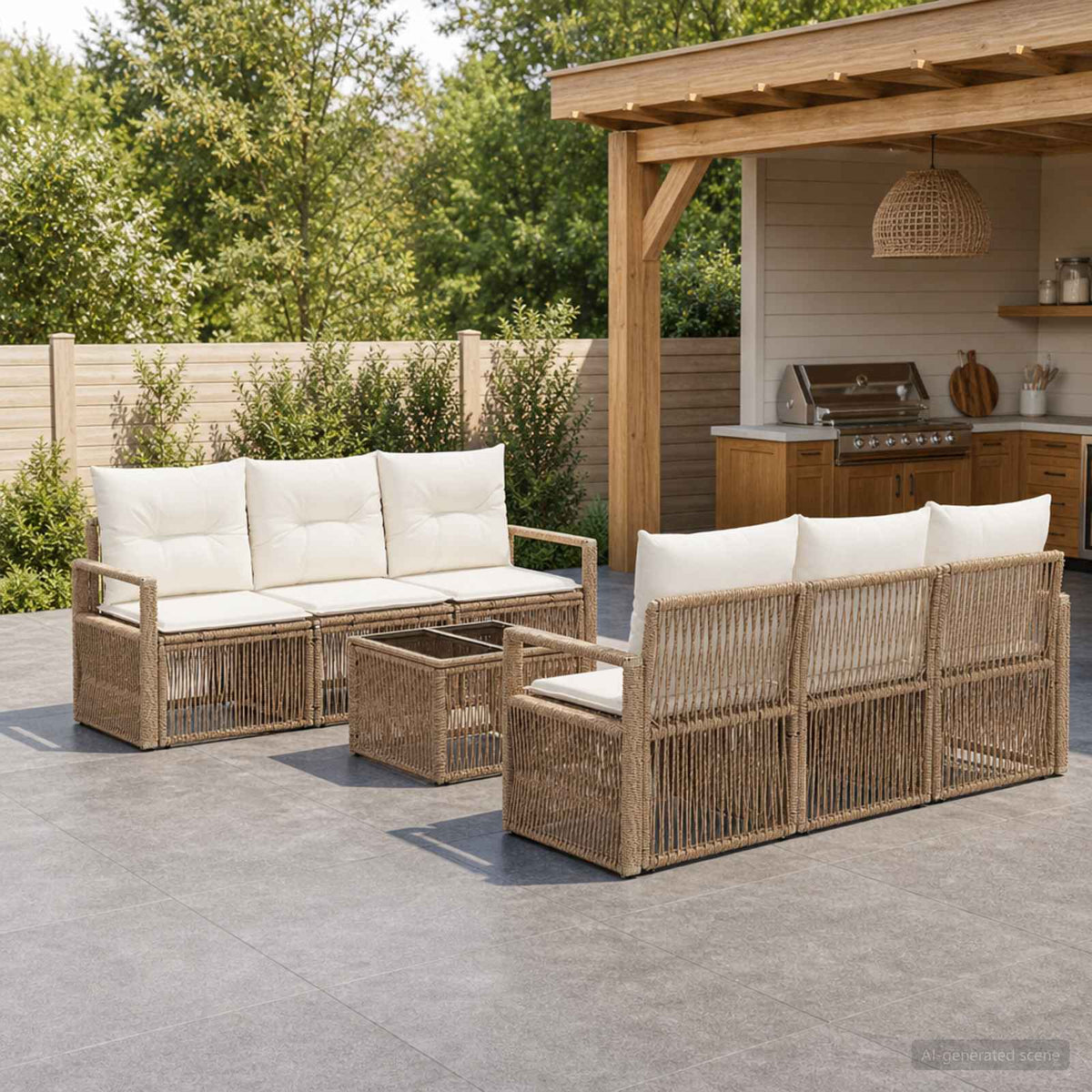 vidaXL Tuinbankenset 7 st Zwart poly rattan