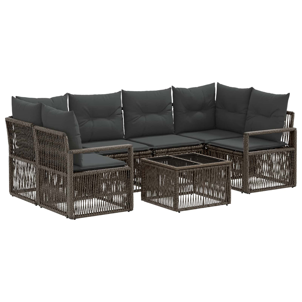vidaXL Tuinbankenset 7 st Zwart poly rattan