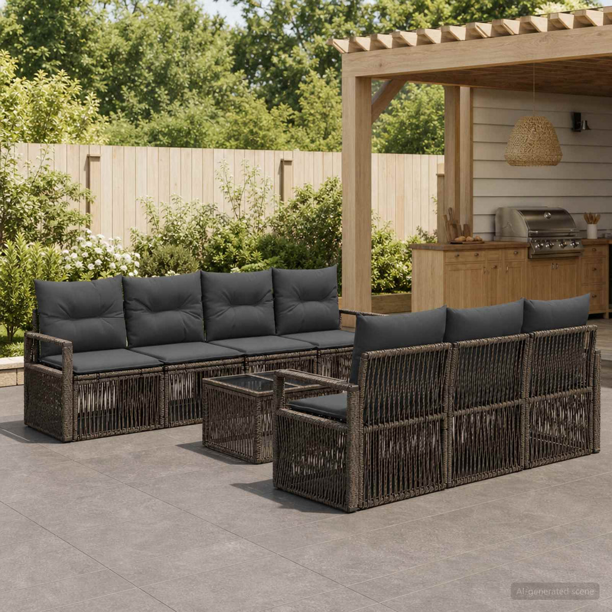 vidaXL Tuinbankenset 8 st Zwart poly rattan