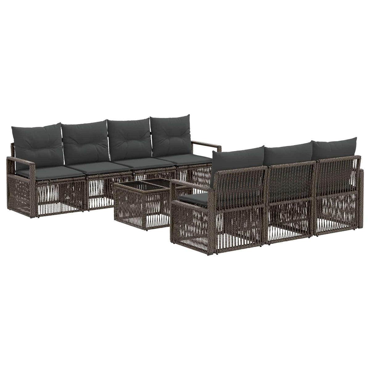 vidaXL Tuinbankenset 8 st Zwart poly rattan