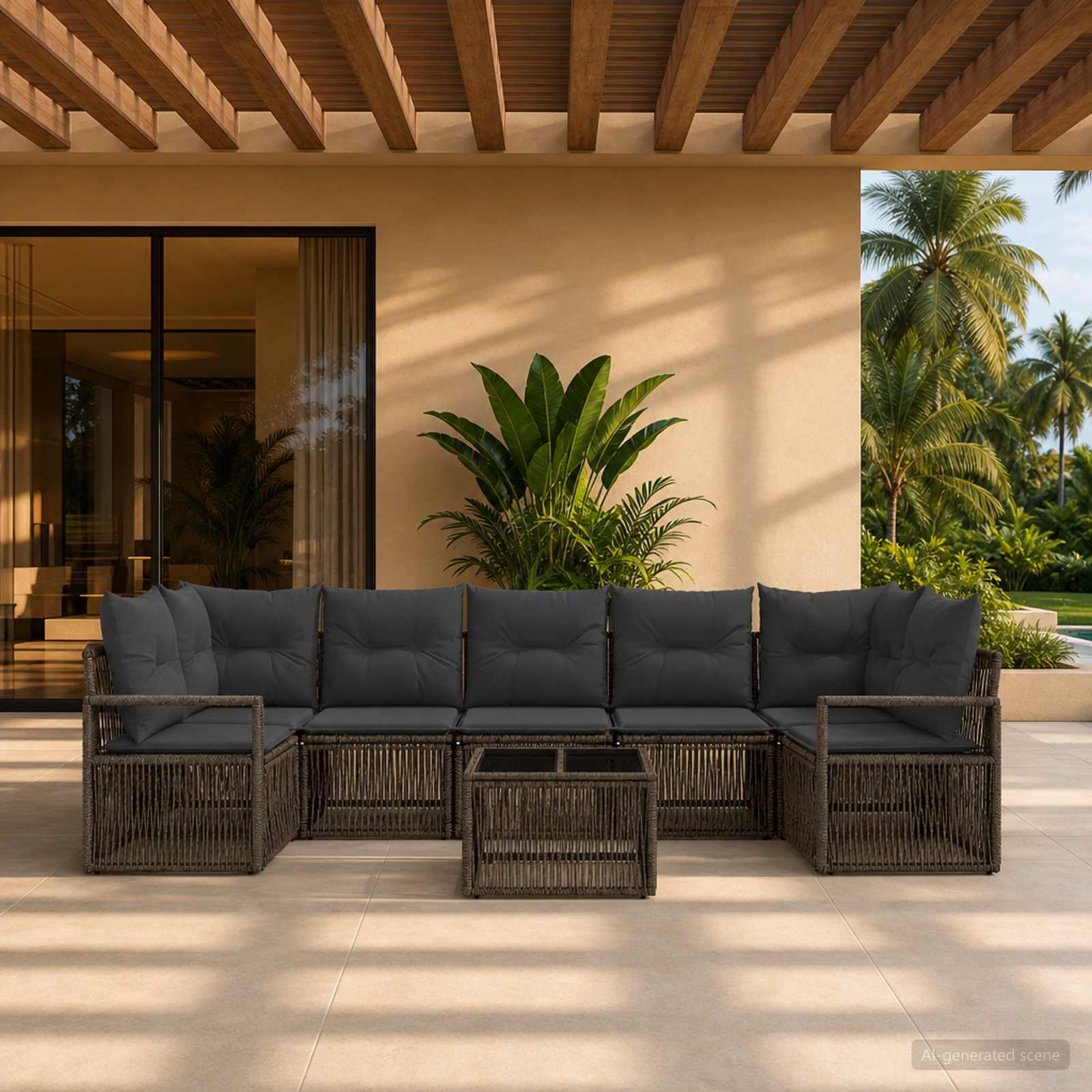 vidaXL Tuinbankenset 8 st Zwart poly rattan
