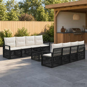vidaXL Tuinbankenset 9 st Zwart poly rattan