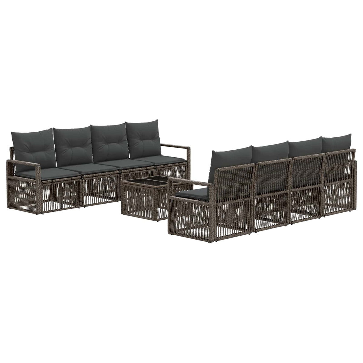 vidaXL Tuinbankenset 9 st Zwart poly rattan