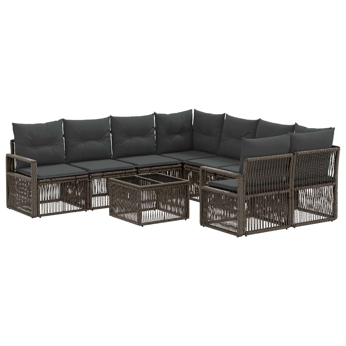 vidaXL Tuinbankenset 9 st Zwart poly rattan