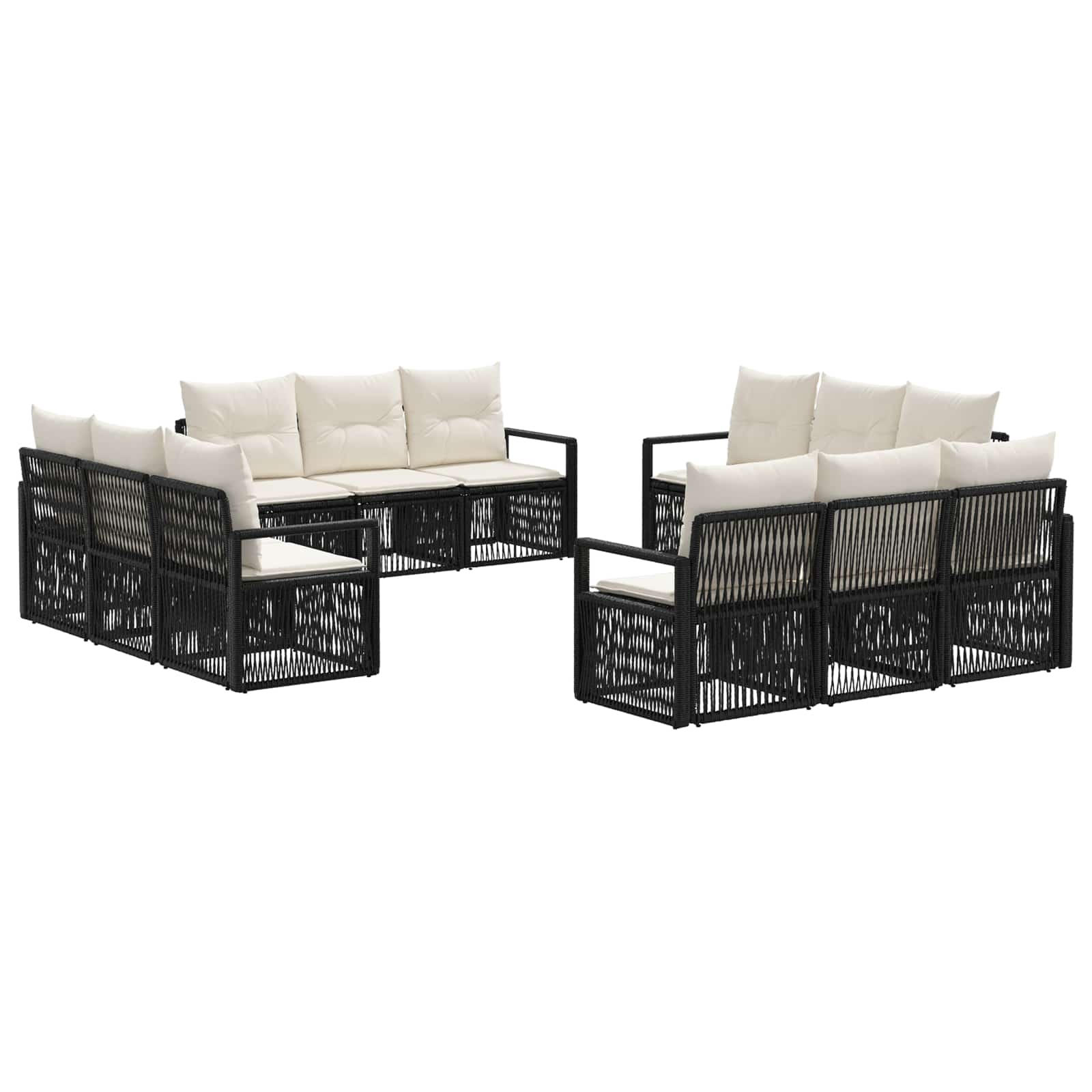 vidaXL Tuinbankenset 13 pcs Zwart poly rattan