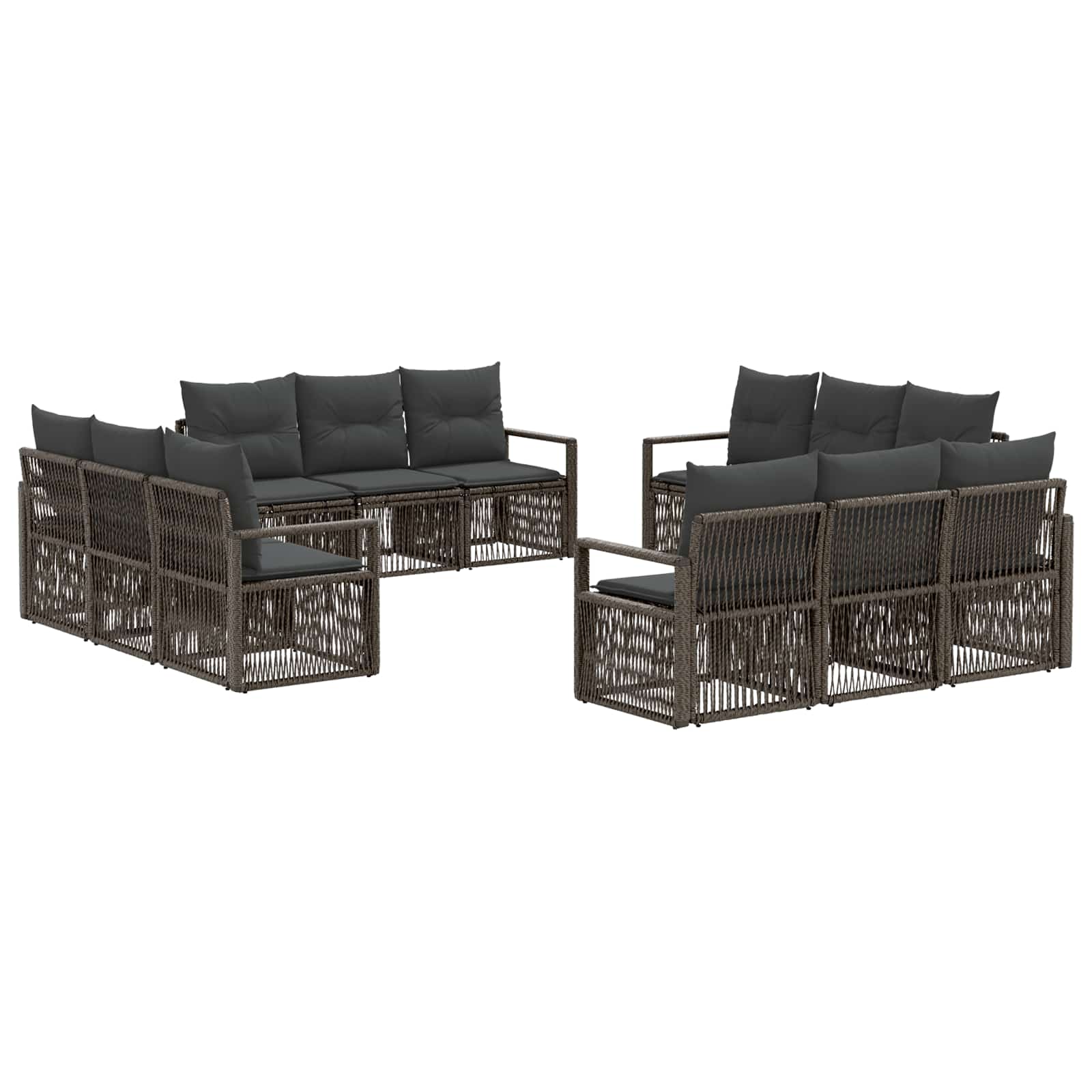 vidaXL Tuinbankenset 13 pcs Zwart poly rattan