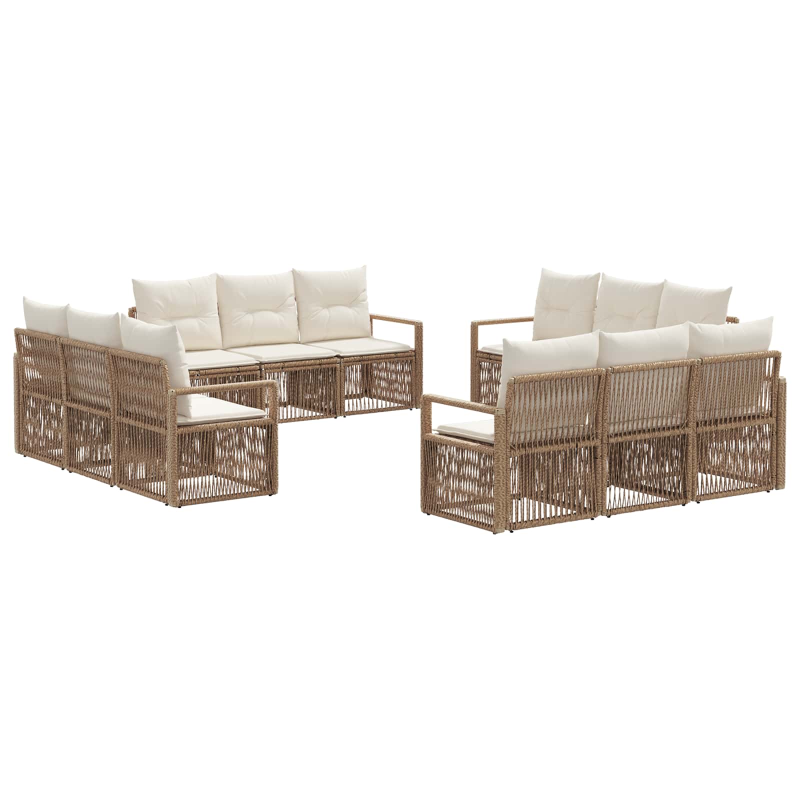vidaXL Tuinbankenset 13 pcs Zwart poly rattan