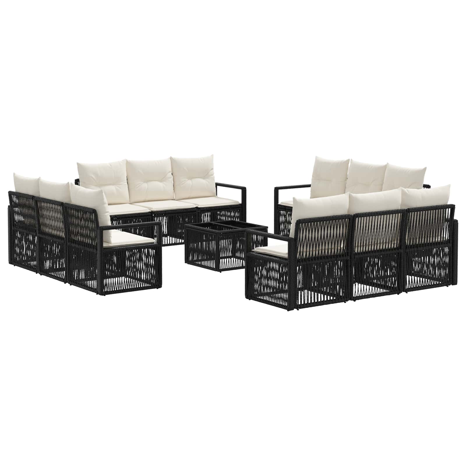 vidaXL Tuinbankenset 13 pcs Zwart poly rattan