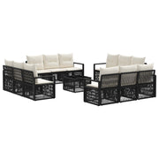 vidaXL Tuinbankenset 13 pcs Zwart poly rattan