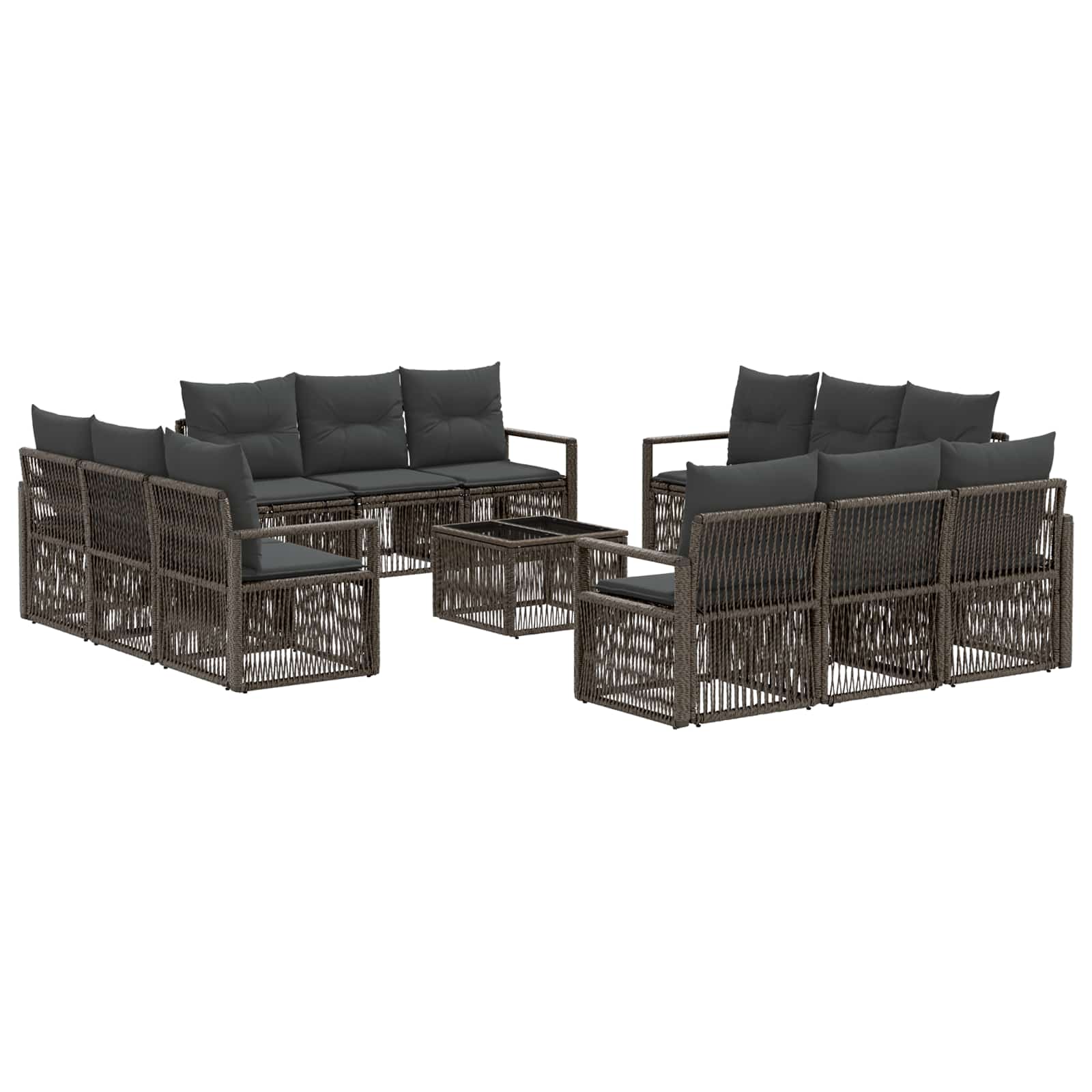 vidaXL Tuinbankenset 13 pcs Zwart poly rattan