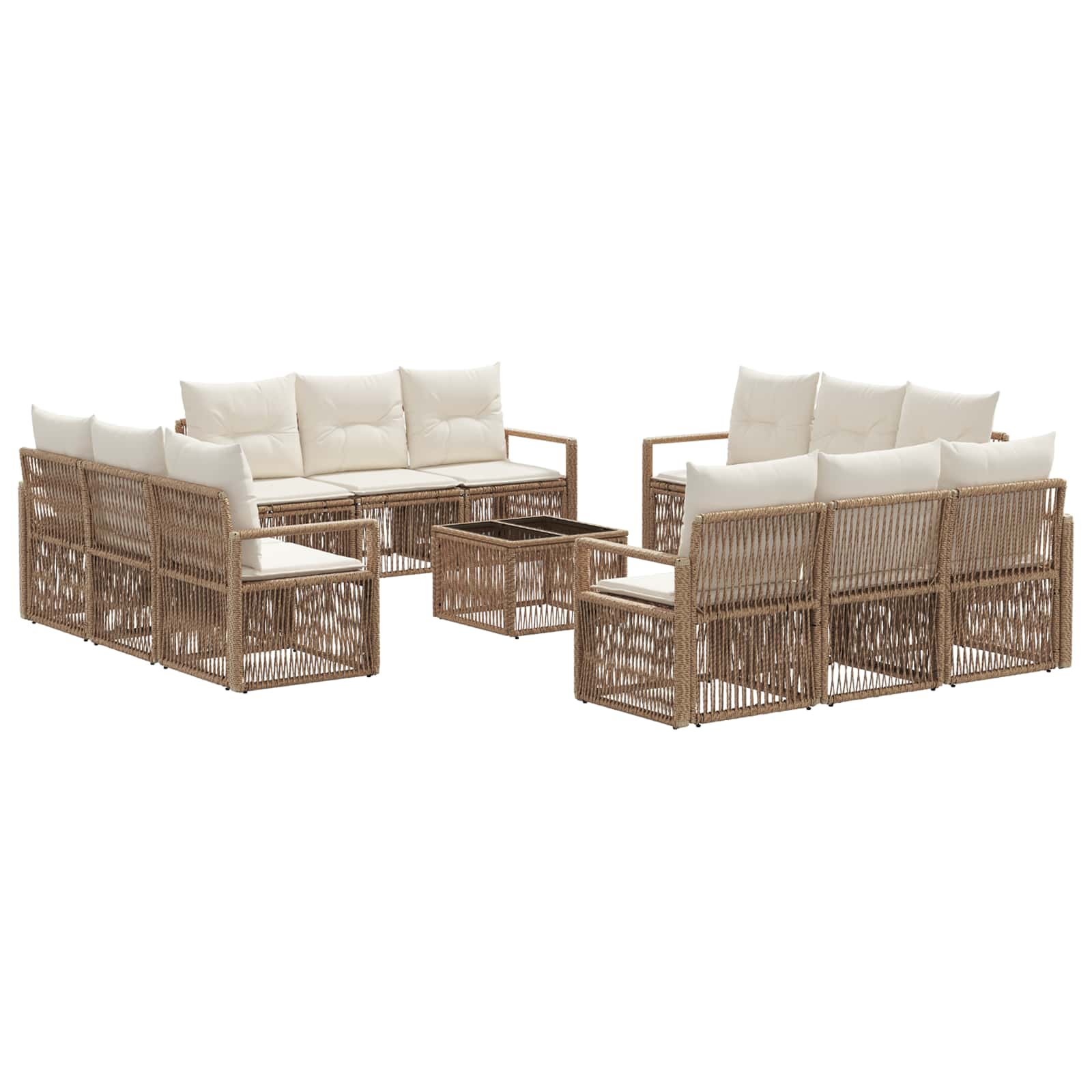vidaXL Tuinbankenset 13 pcs Zwart poly rattan