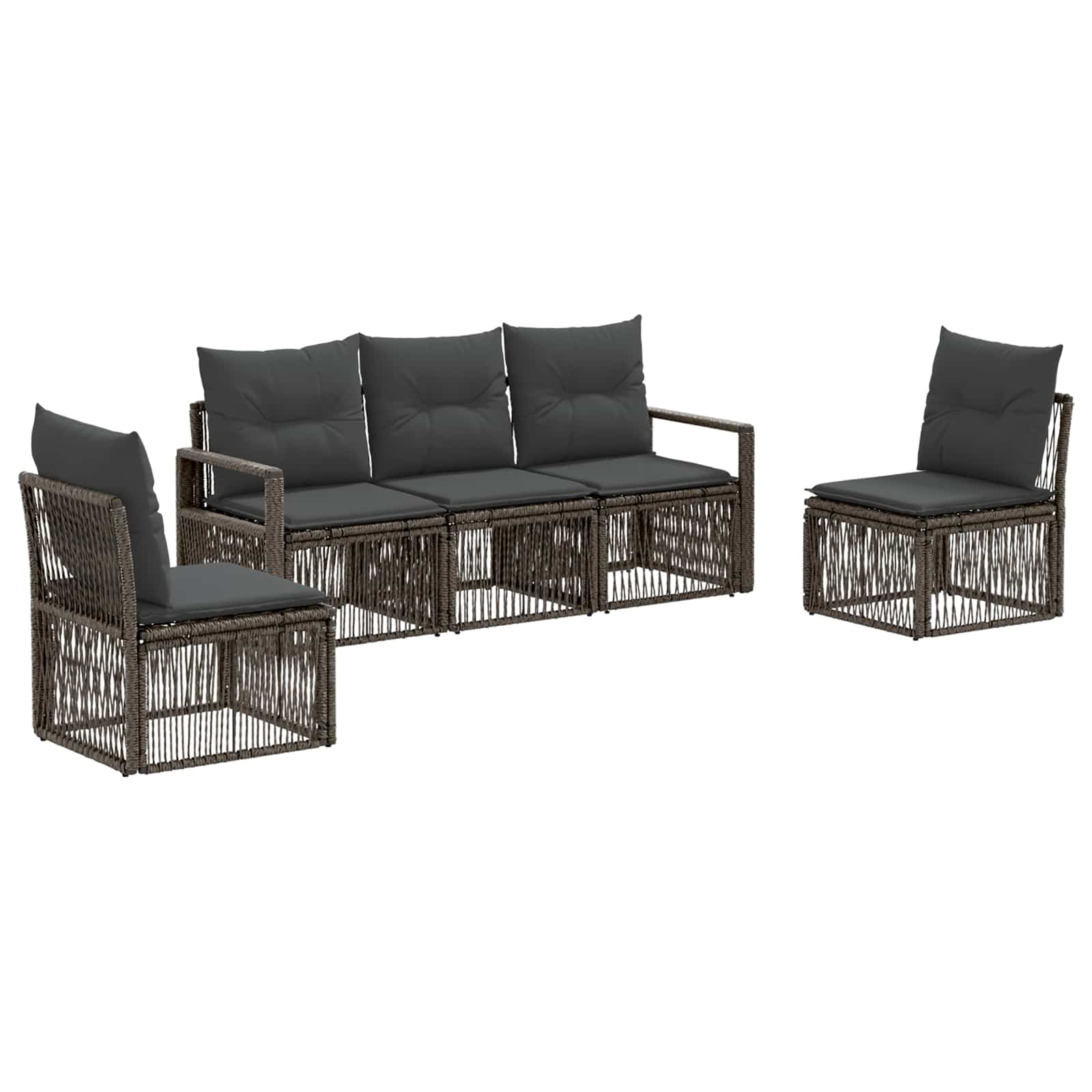 vidaXL Tuinbankenset 6 pcs Zwart poly rattan