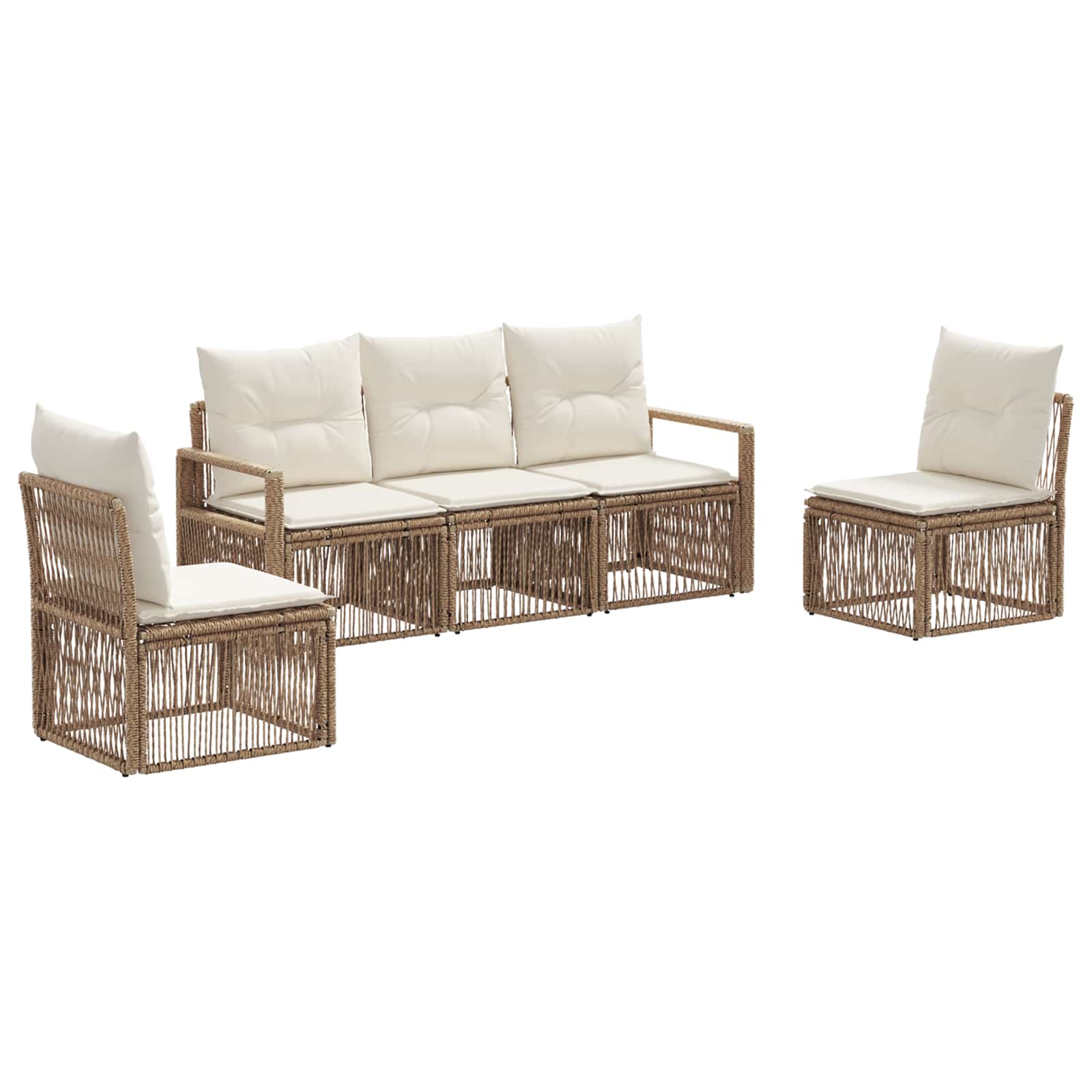 vidaXL Tuinbankenset 6 pcs Zwart poly rattan