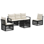 vidaXL Tuinbankenset 6 pcs Zwart poly rattan