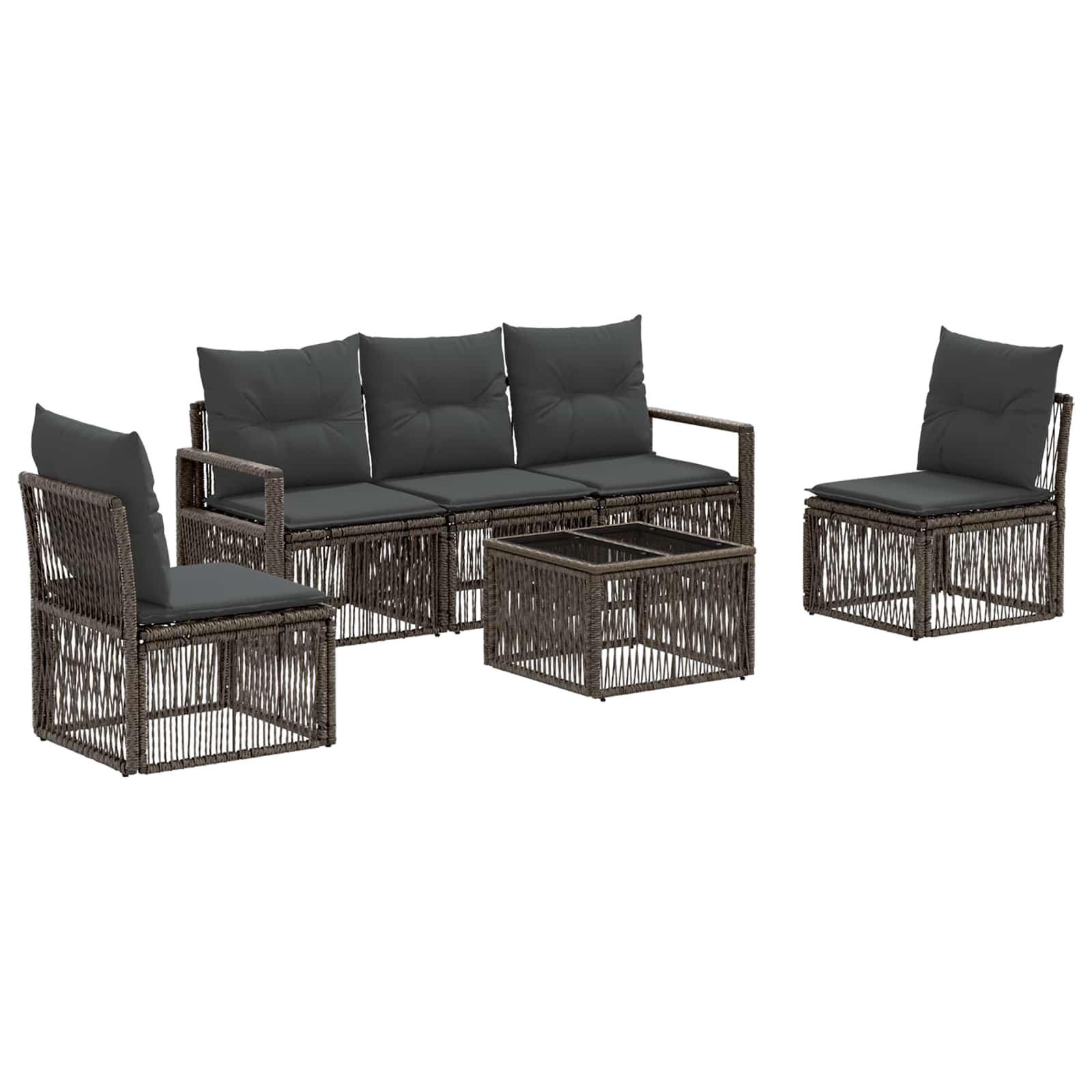vidaXL Tuinbankenset 6 pcs Zwart poly rattan