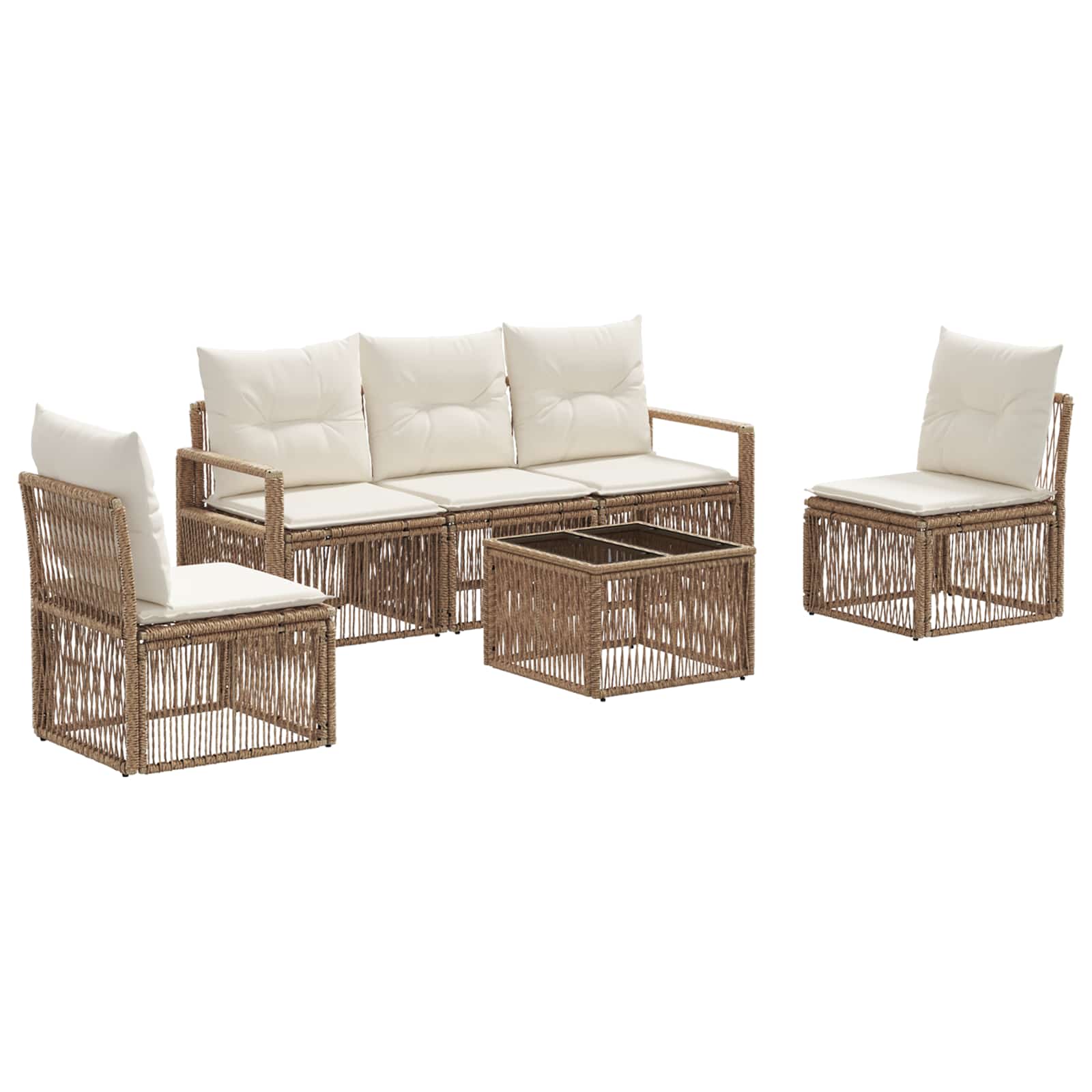 vidaXL Tuinbankenset 6 pcs Zwart poly rattan