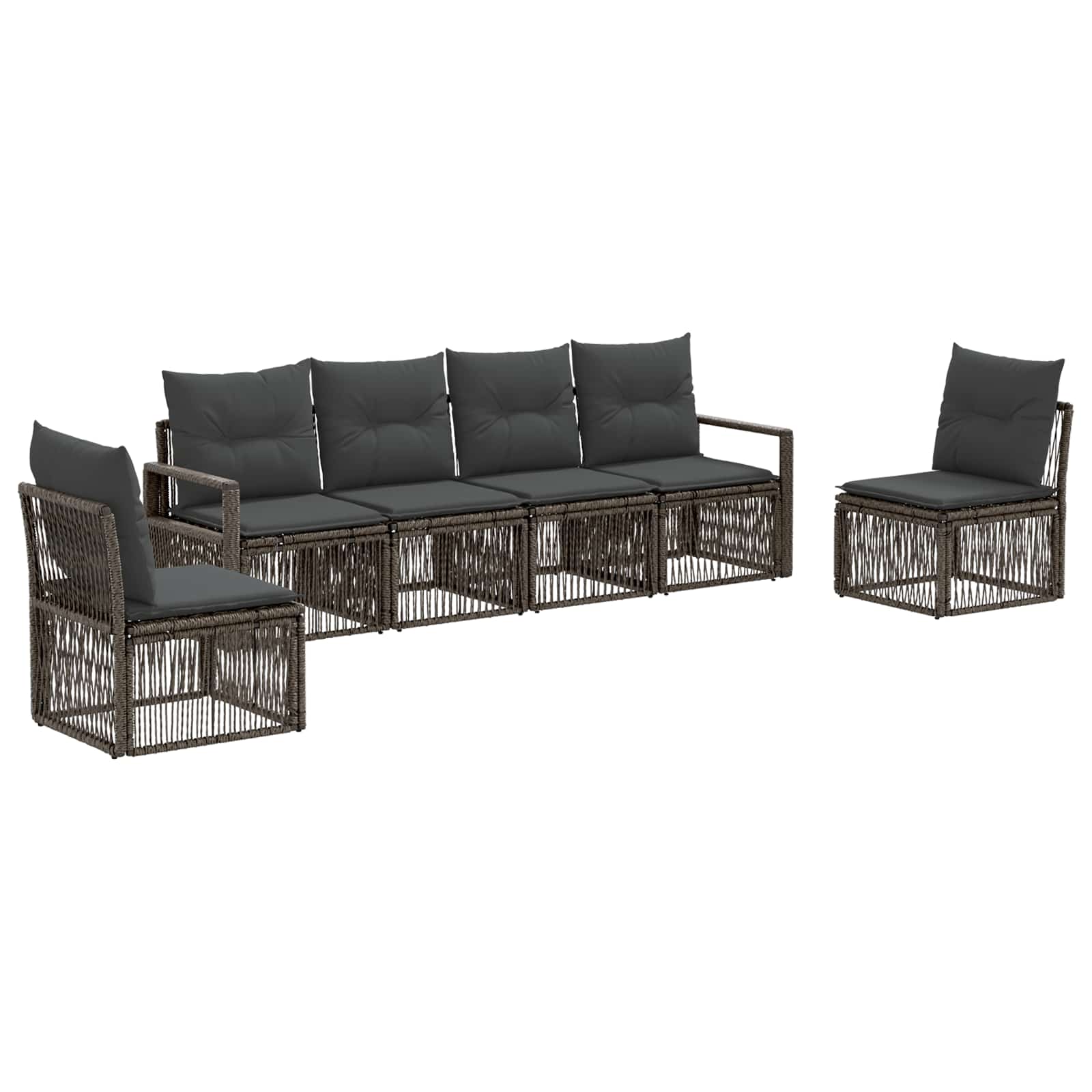vidaXL Tuinbankenset 7 pcs Zwart poly rattan