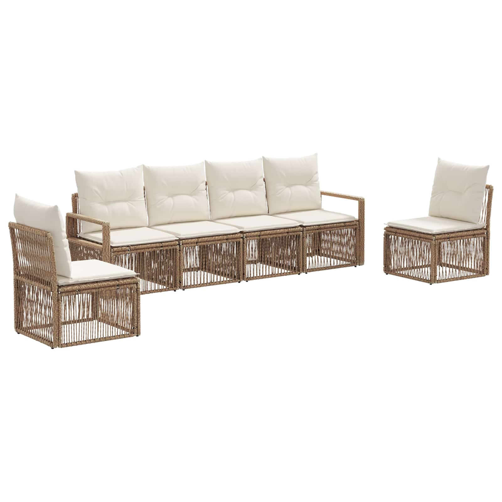 vidaXL Tuinbankenset 7 pcs Zwart poly rattan