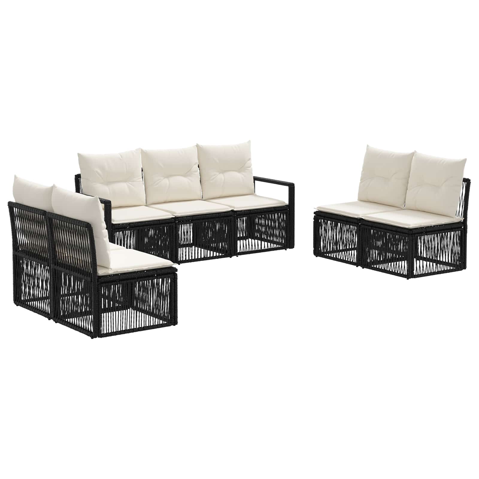 vidaXL Tuinbankenset 8 pcs Zwart poly rattan