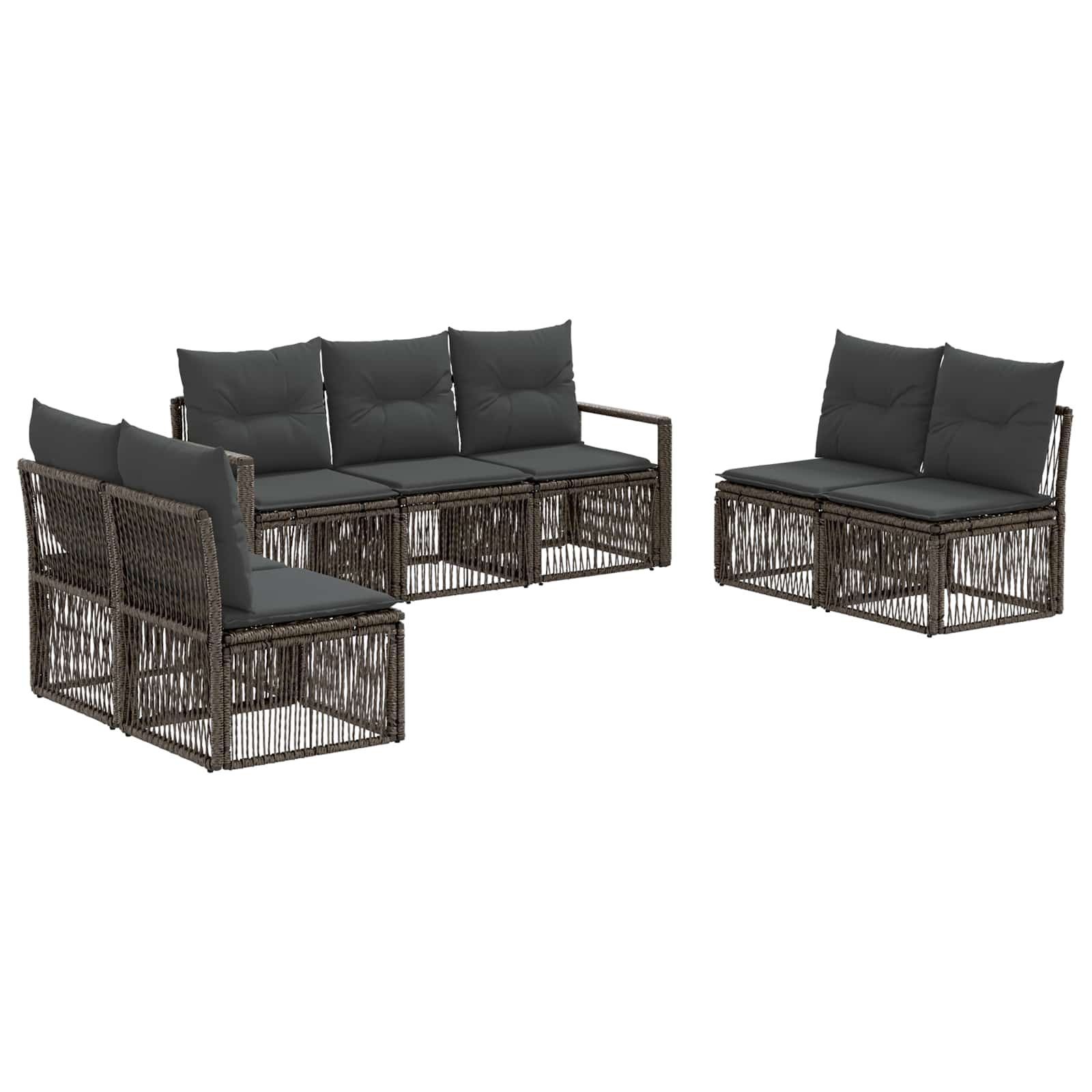 vidaXL Tuinbankenset 8 pcs Zwart poly rattan