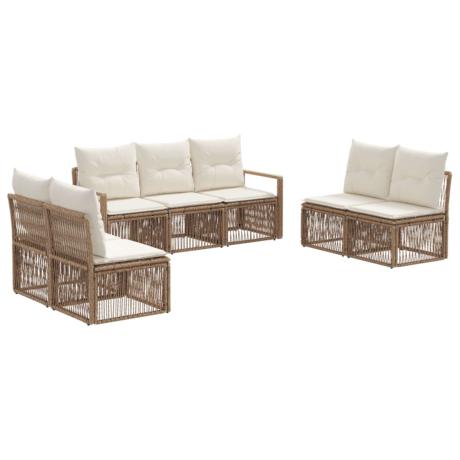 vidaXL Tuinbankenset 8 pcs Zwart poly rattan