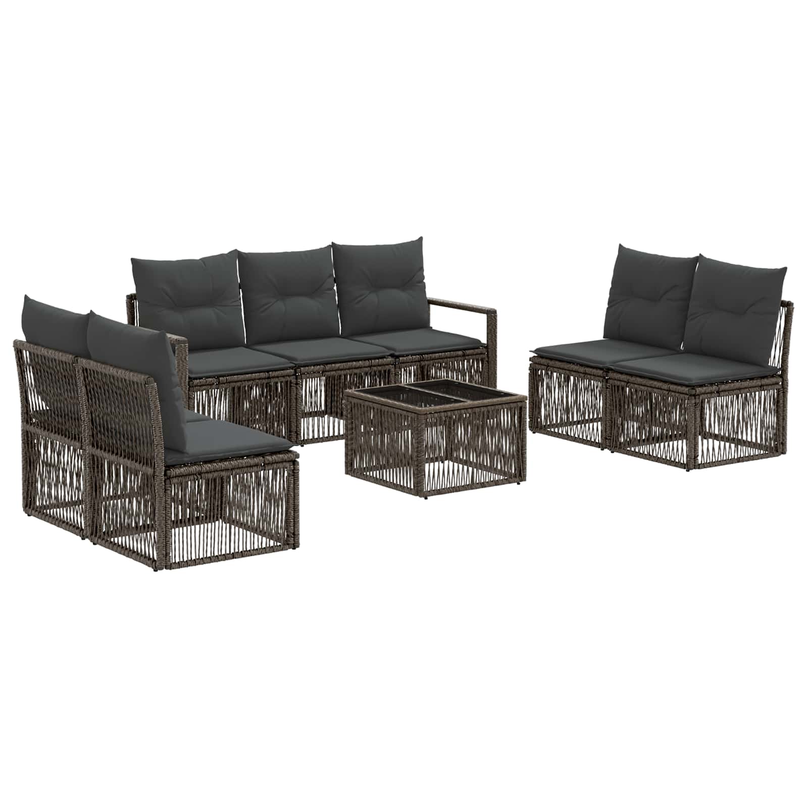 vidaXL Tuinbankenset 8 pcs Zwart poly rattan
