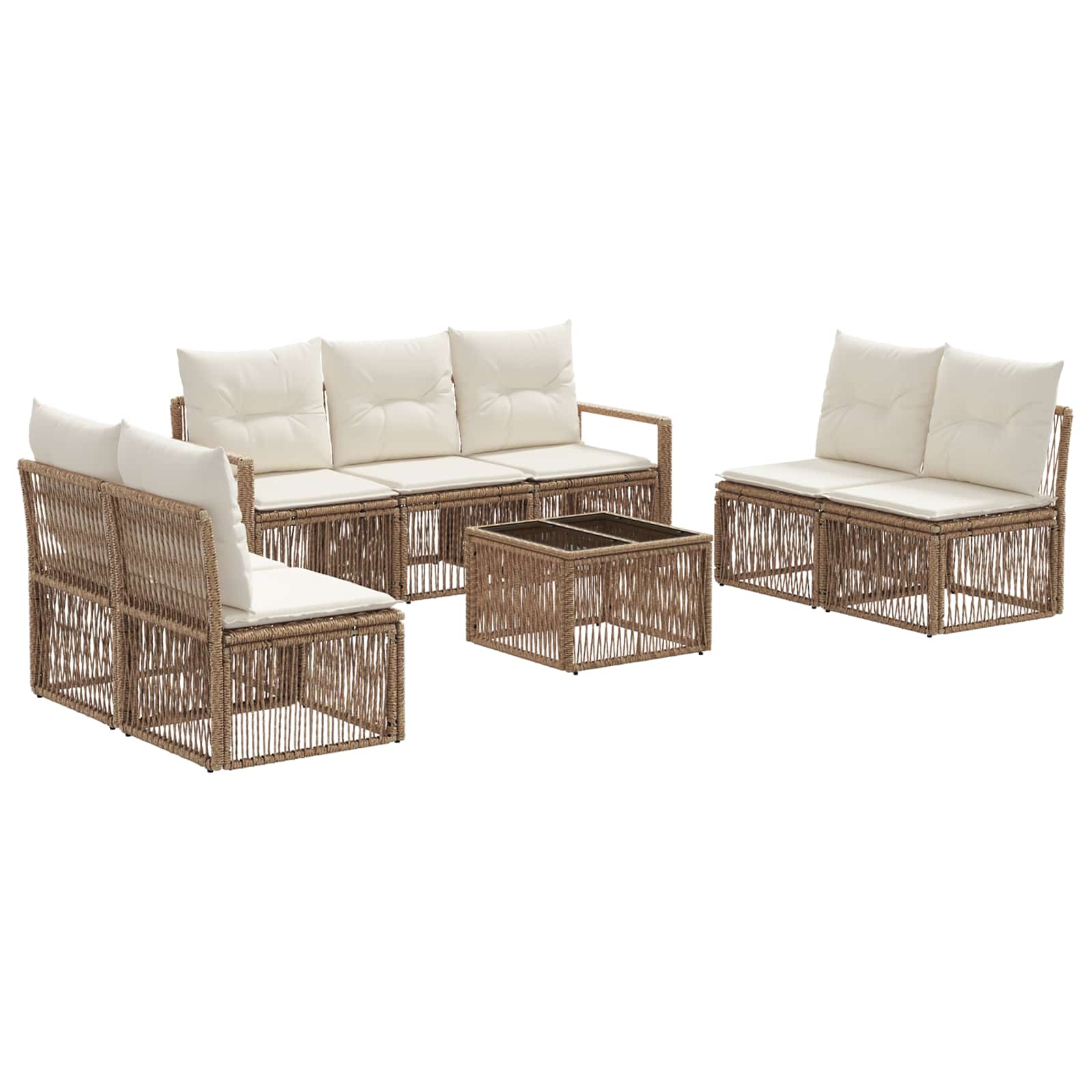 vidaXL Tuinbankenset 8 pcs Zwart poly rattan