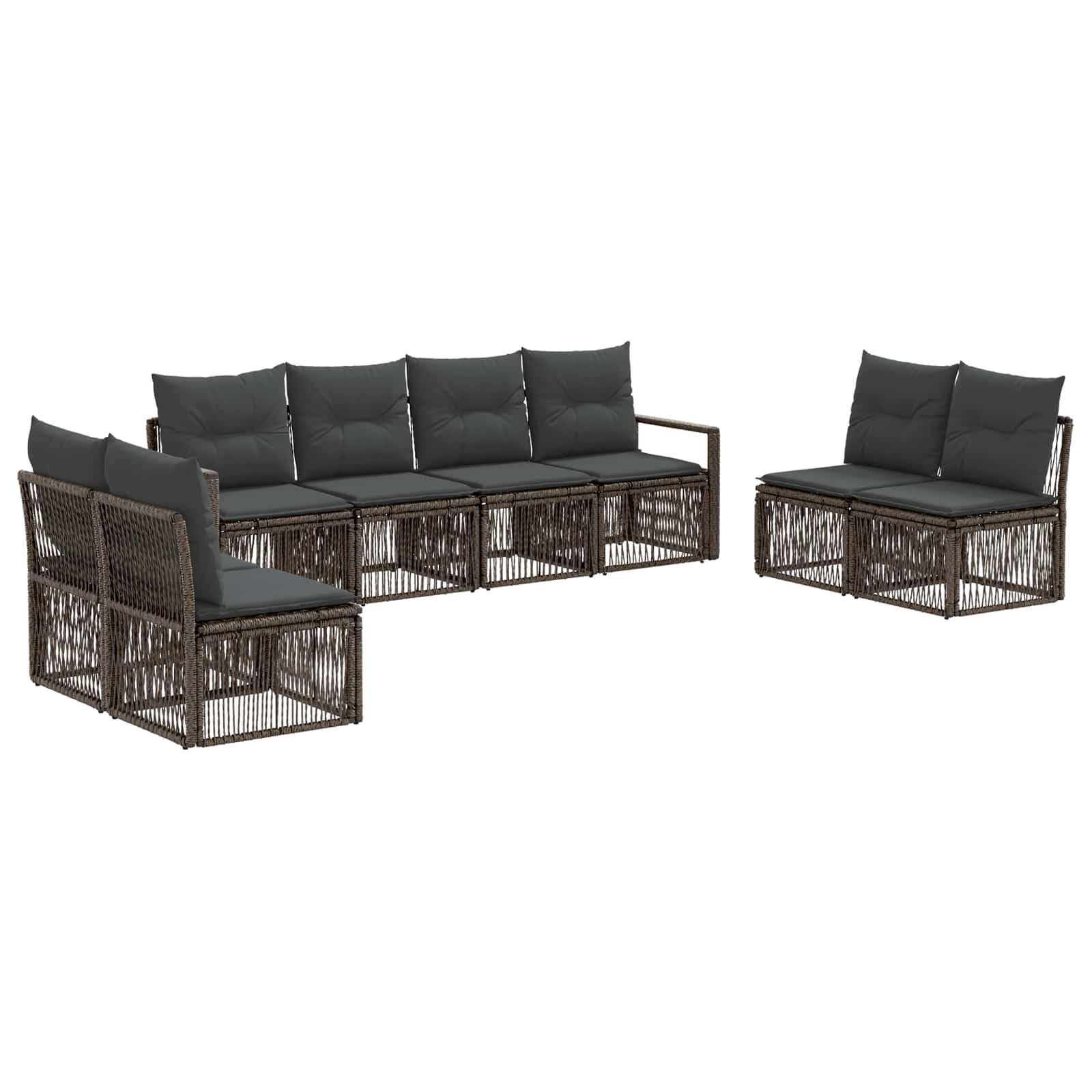 vidaXL Tuinbankenset 9 pcs Zwart poly rattan