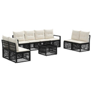 vidaXL Tuinbankenset 9 pcs Zwart poly rattan