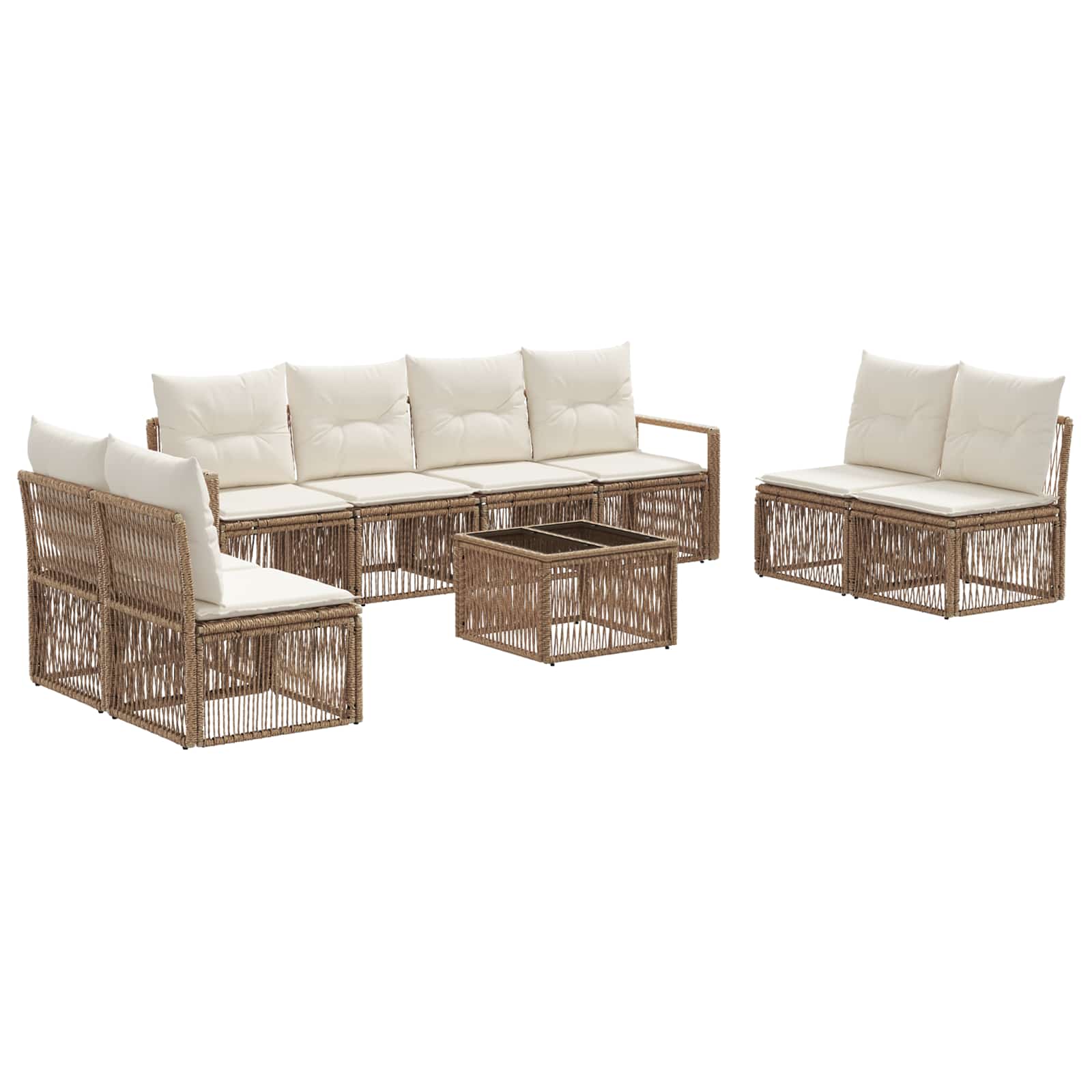 vidaXL Tuinbankenset 9 pcs Zwart poly rattan