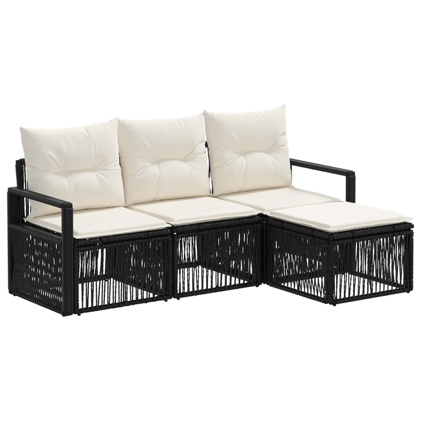 vidaXL Tuinbankenset 5 pcs Zwart poly rattan