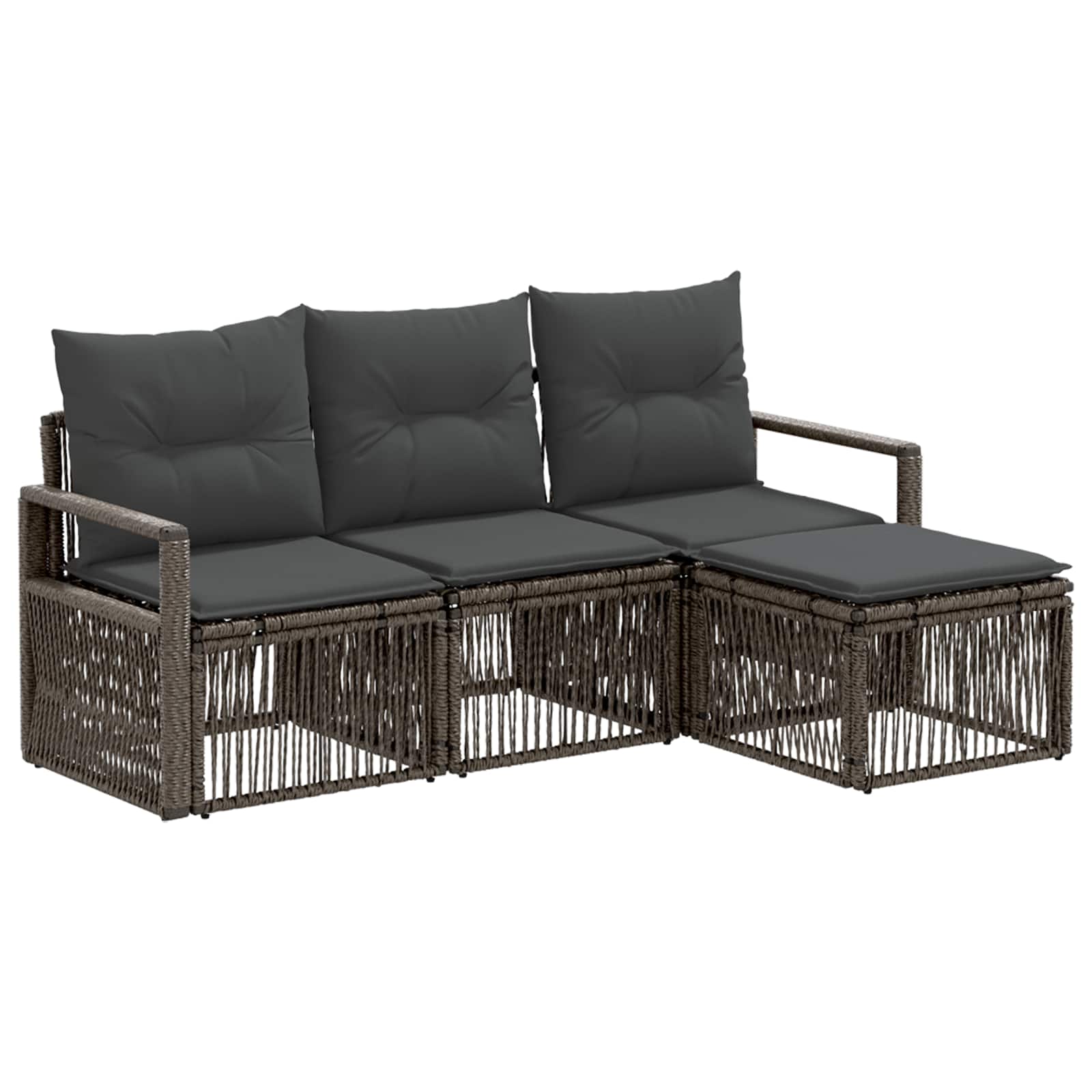 vidaXL Tuinbankenset 5 pcs Zwart poly rattan