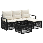 vidaXL Tuinbankenset 5 pcs Zwart poly rattan