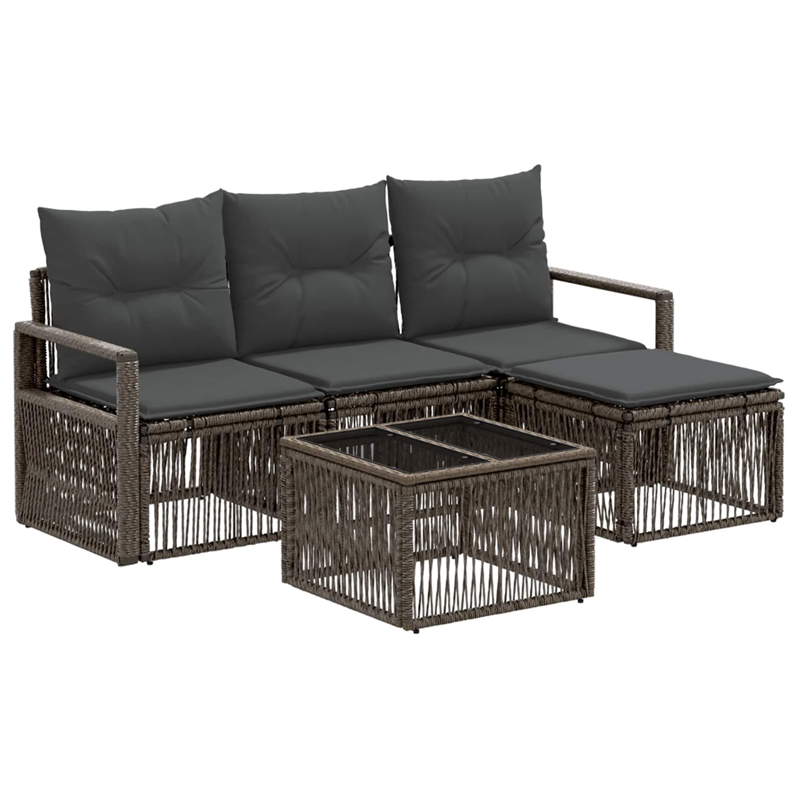 vidaXL Tuinbankenset 5 pcs Zwart poly rattan