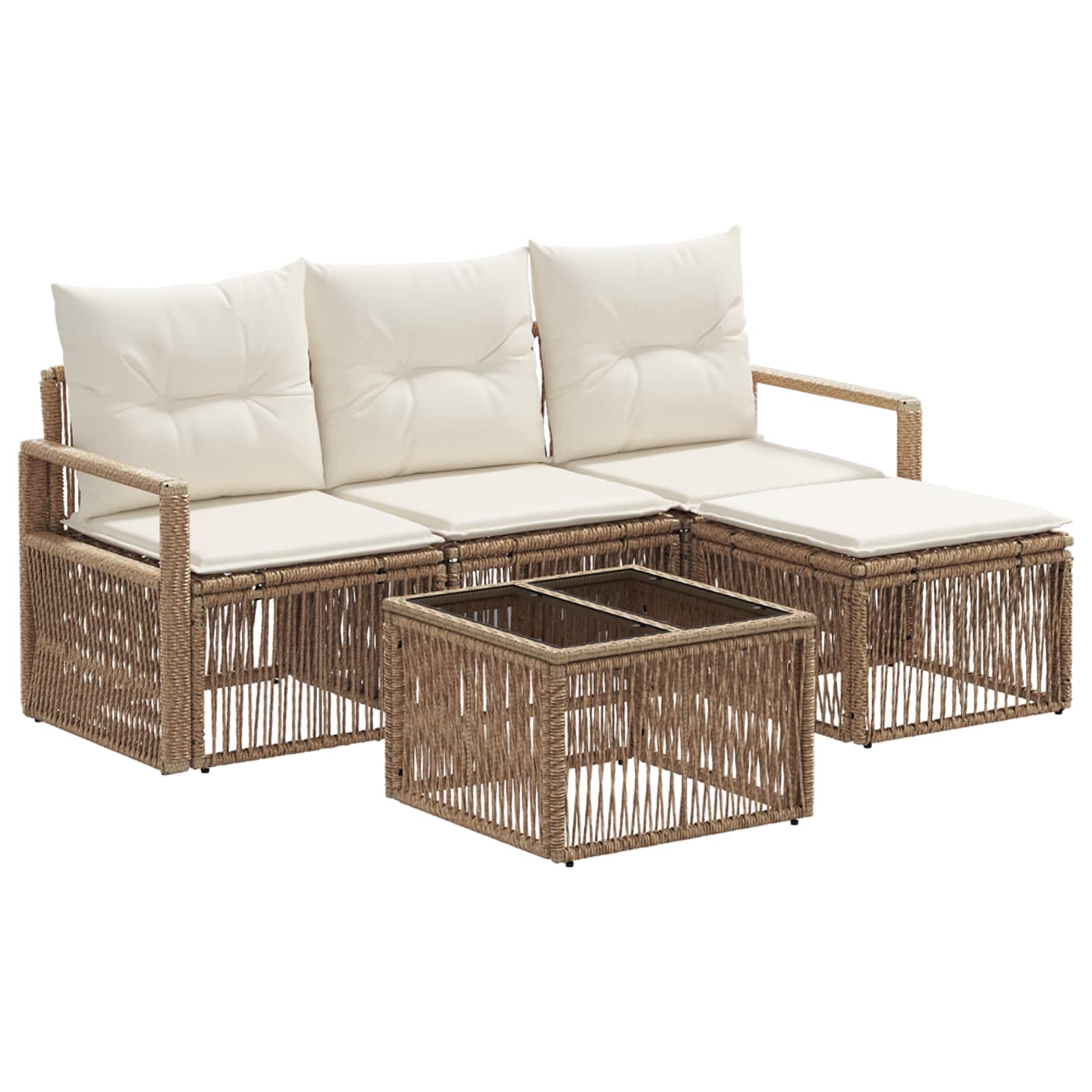 vidaXL Tuinbankenset 5 pcs Zwart poly rattan