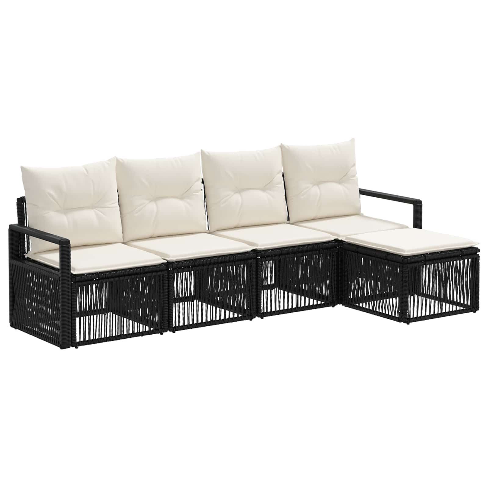 vidaXL Tuinbankenset 6 pcs Zwart poly rattan
