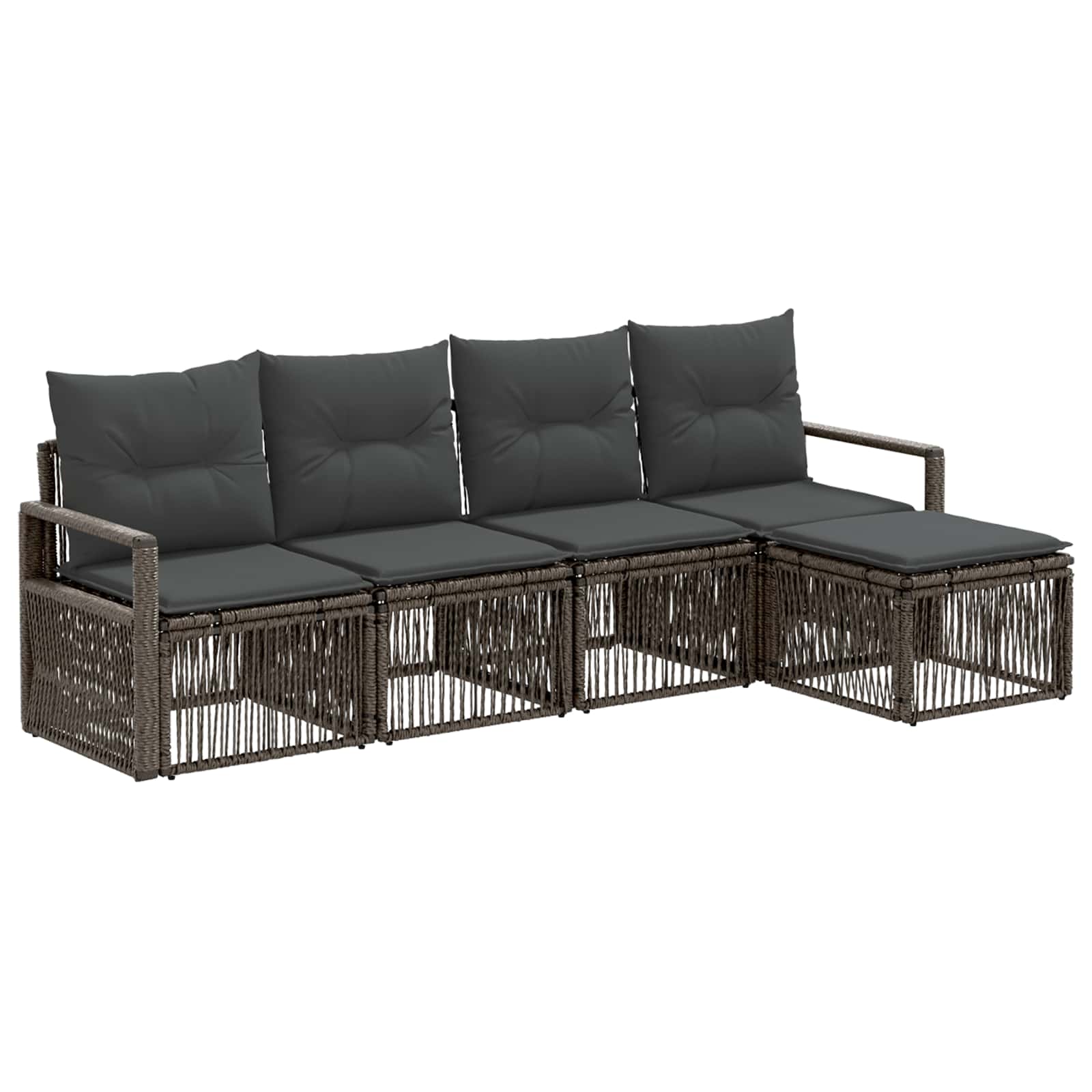 vidaXL Tuinbankenset 6 pcs Zwart poly rattan