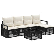 vidaXL Tuinbankenset 6 pcs Zwart poly rattan