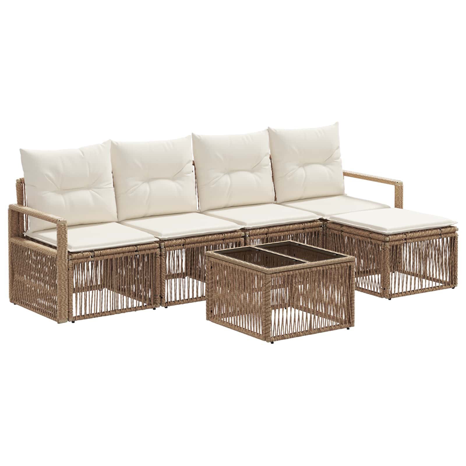 vidaXL Tuinbankenset 6 pcs Zwart poly rattan