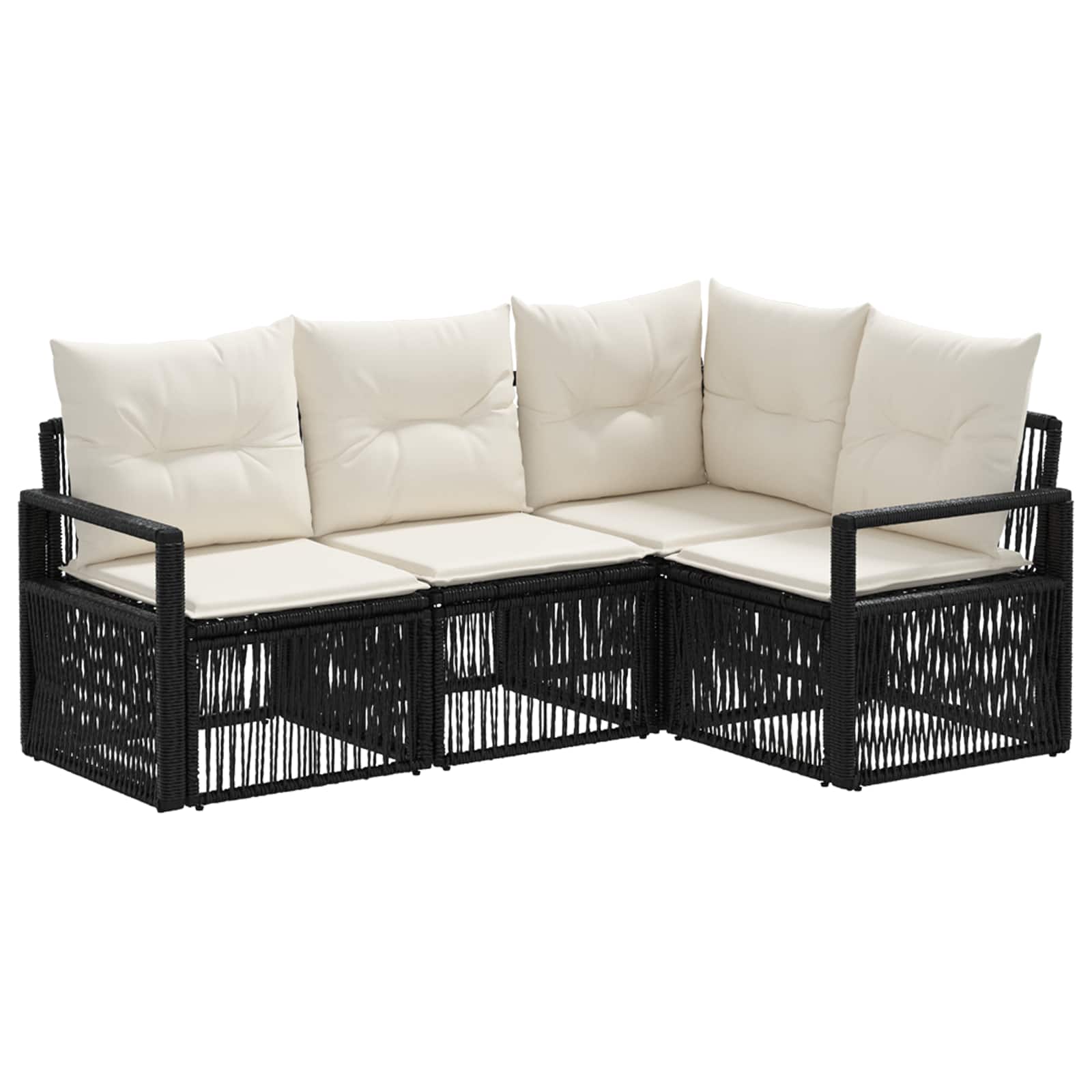 vidaXL Tuinbankenset 5 pcs Zwart poly rattan