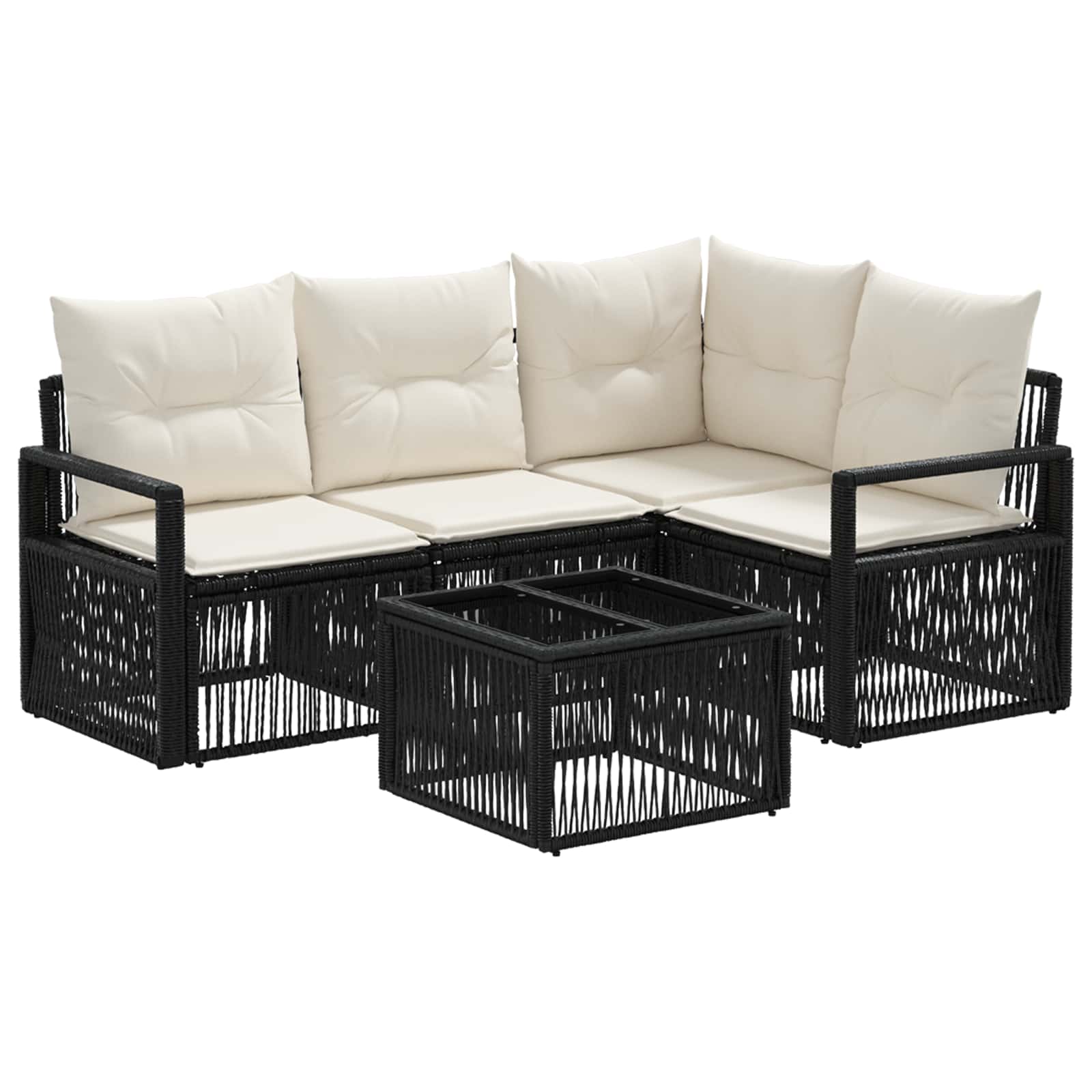 vidaXL Tuinbankenset 5 pcs Zwart poly rattan