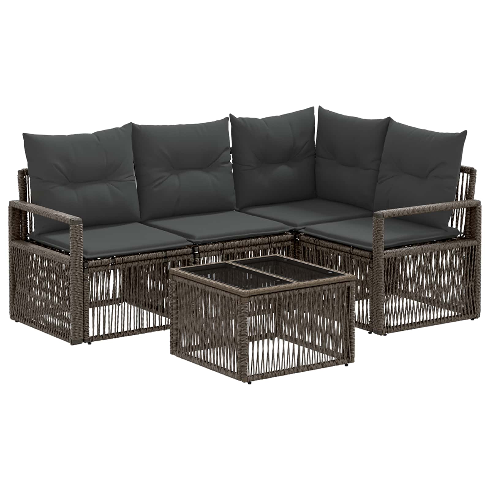 vidaXL Tuinbankenset 5 pcs Zwart poly rattan