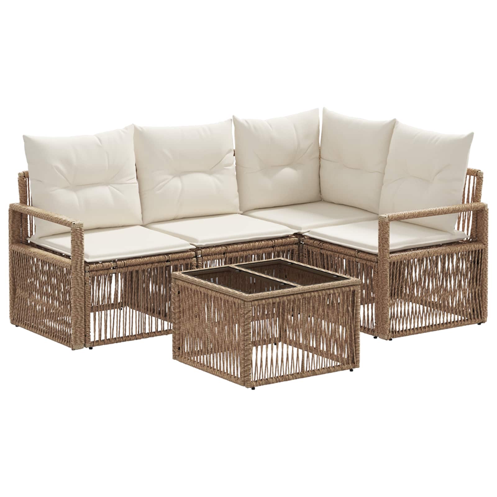 vidaXL Tuinbankenset 5 pcs Zwart poly rattan