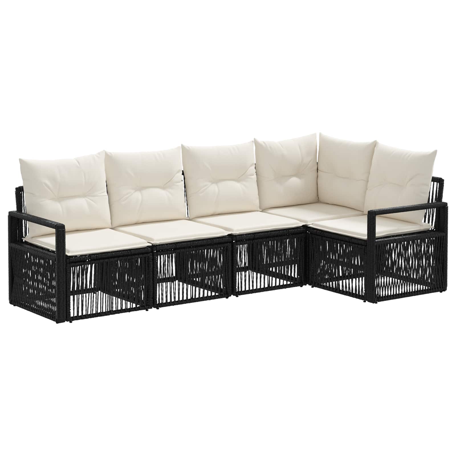 vidaXL Tuinbankenset 6 pcs Zwart poly rattan