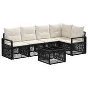 vidaXL Tuinbankenset 6 pcs Zwart poly rattan
